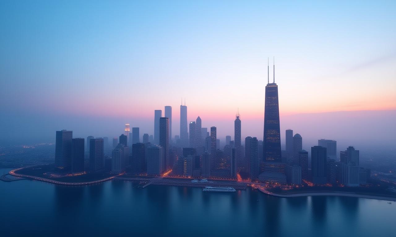 Chicago skyline at dawn